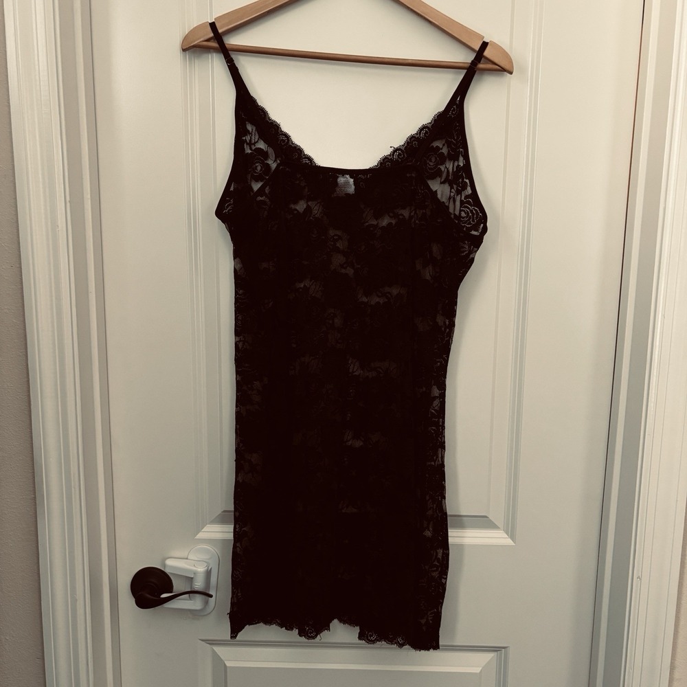 Black Lace Sheer Women's Slip Dress 3X Sexy Romantic